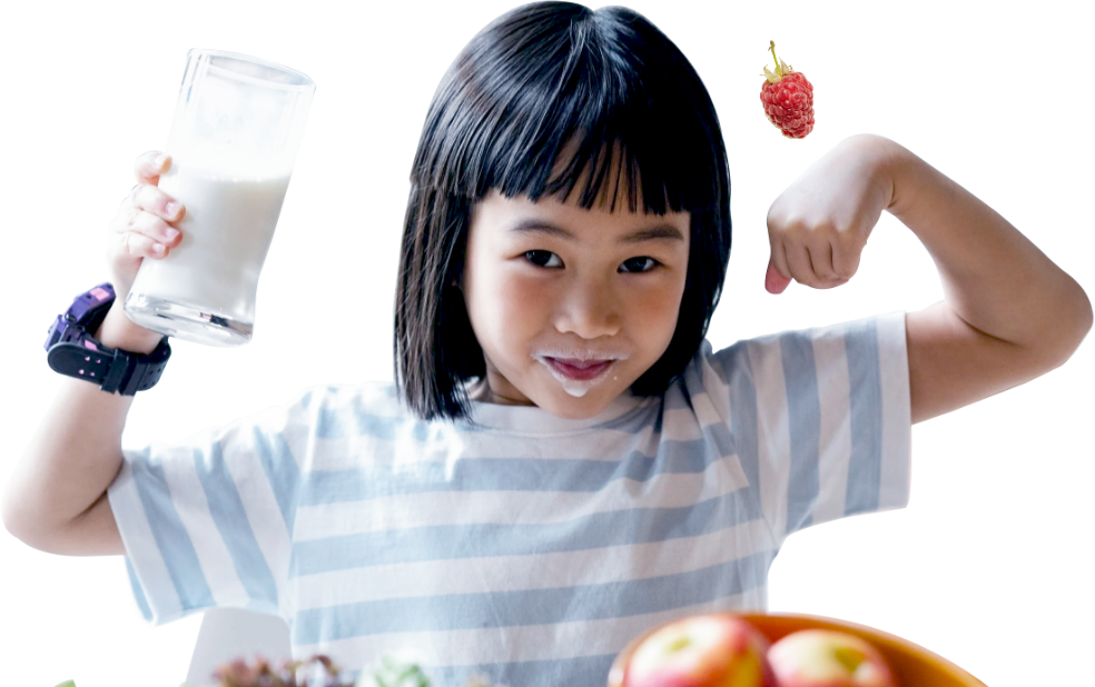 Child with nutritional milk